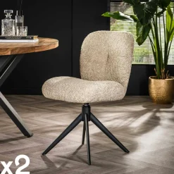 Univers Déco·Design Contemporain|Meubles De Cuisine·Chaises|GALWAY Chaise pivotante rembourrée en bouclette sable (lot de 2)