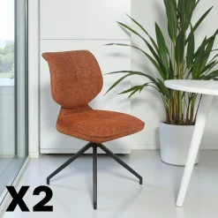 Meubles De Cuisine·Chaises|Chaises Contemporaines|LIGURIE Chaise pivotante rouille dossier double (lot de 2)