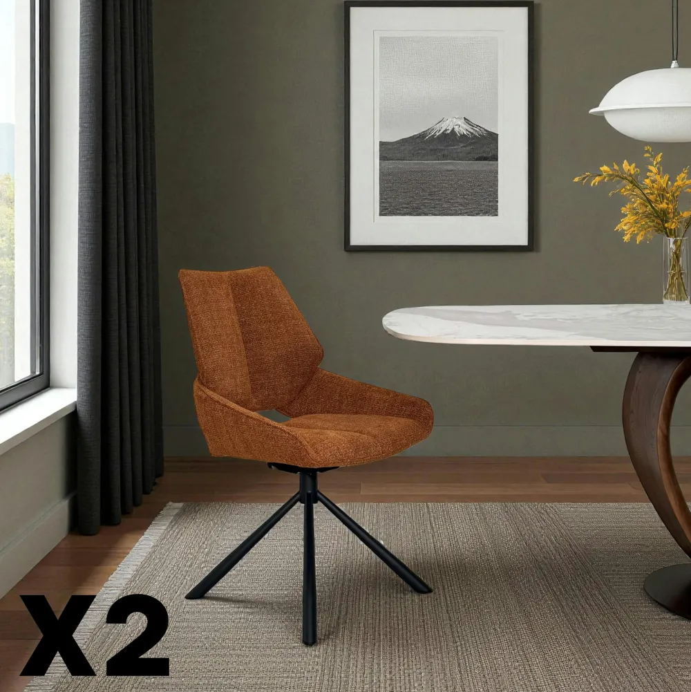 Chaises Contemporaines|Meubles De Cuisine·Chaises|LIGURIE Chaise pivotante rouille assise baquet (lot de 2)