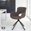Chaises Contemporaines|Meubles De Cuisine·Chaises|SAVONE Chaise pivotante taupe en tissu bouclette, dossier ouvert (lot de 2)
