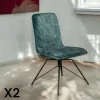 Chaises Velours|Chaises Contemporaines|OKA Chaise pivotante velours bleu pétrole (lot de 2)