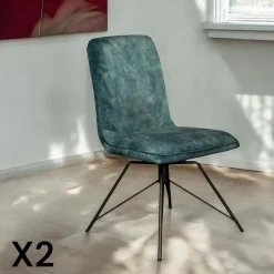 Chaises Velours|Chaises Contemporaines|OKA Chaise pivotante velours doré (lot de 2)