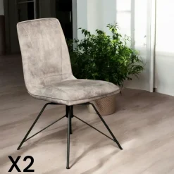Univers Déco·Design Contemporain|Chaises Velours|OKA Chaise pivotante velours gris (lot de 2)