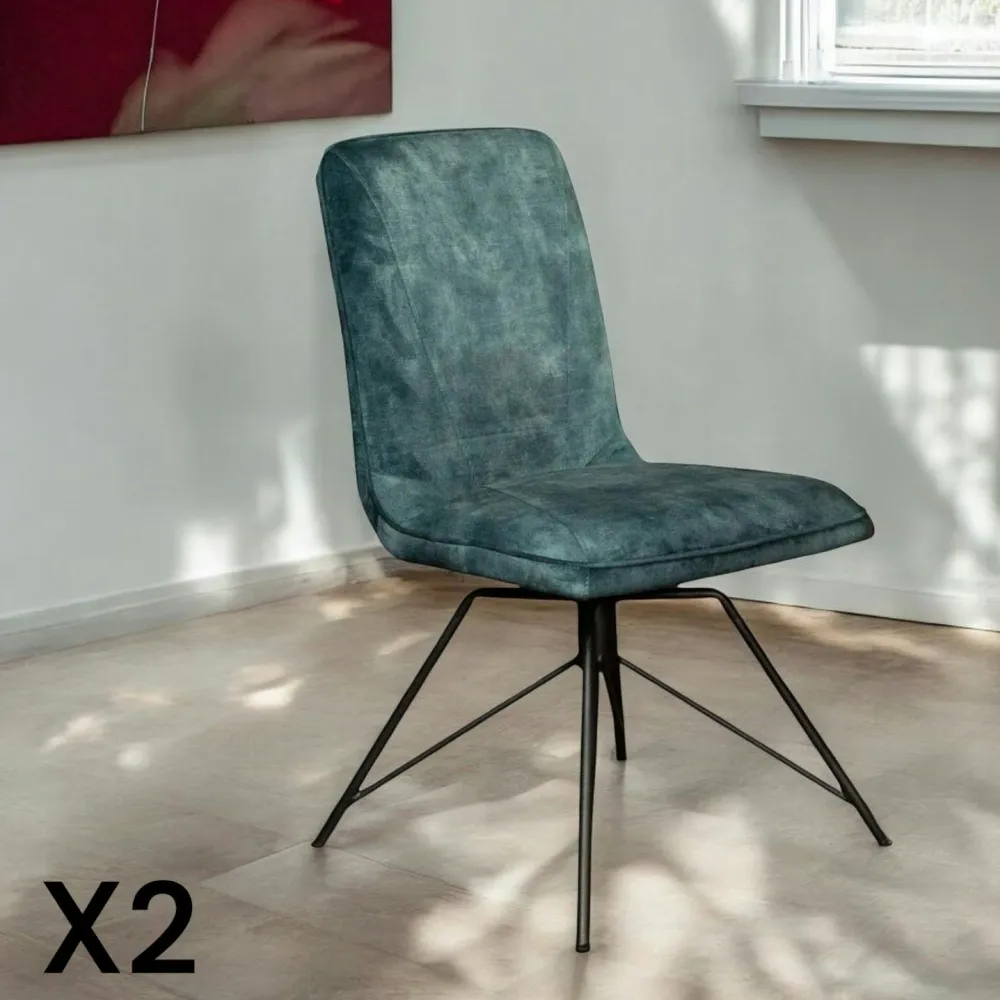 Univers Déco·Design Contemporain|Chaises Velours|OKA Chaise pivotante velours gris (lot de 2)