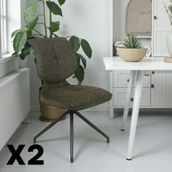 Chaises Contemporaines|Meubles De Cuisine·Chaises|LIGURIE Chaise pivotante verte dossier double (lot de 2)