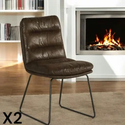 Chaises Vintage|Chaises Capitonnées|Epika Chaise rembourrée havane (lot de 2)