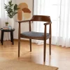 Chaises En Bois|Chaises Contemporaines|TENA Chaise ronde avec accoudoirs - assise pied-de-poule