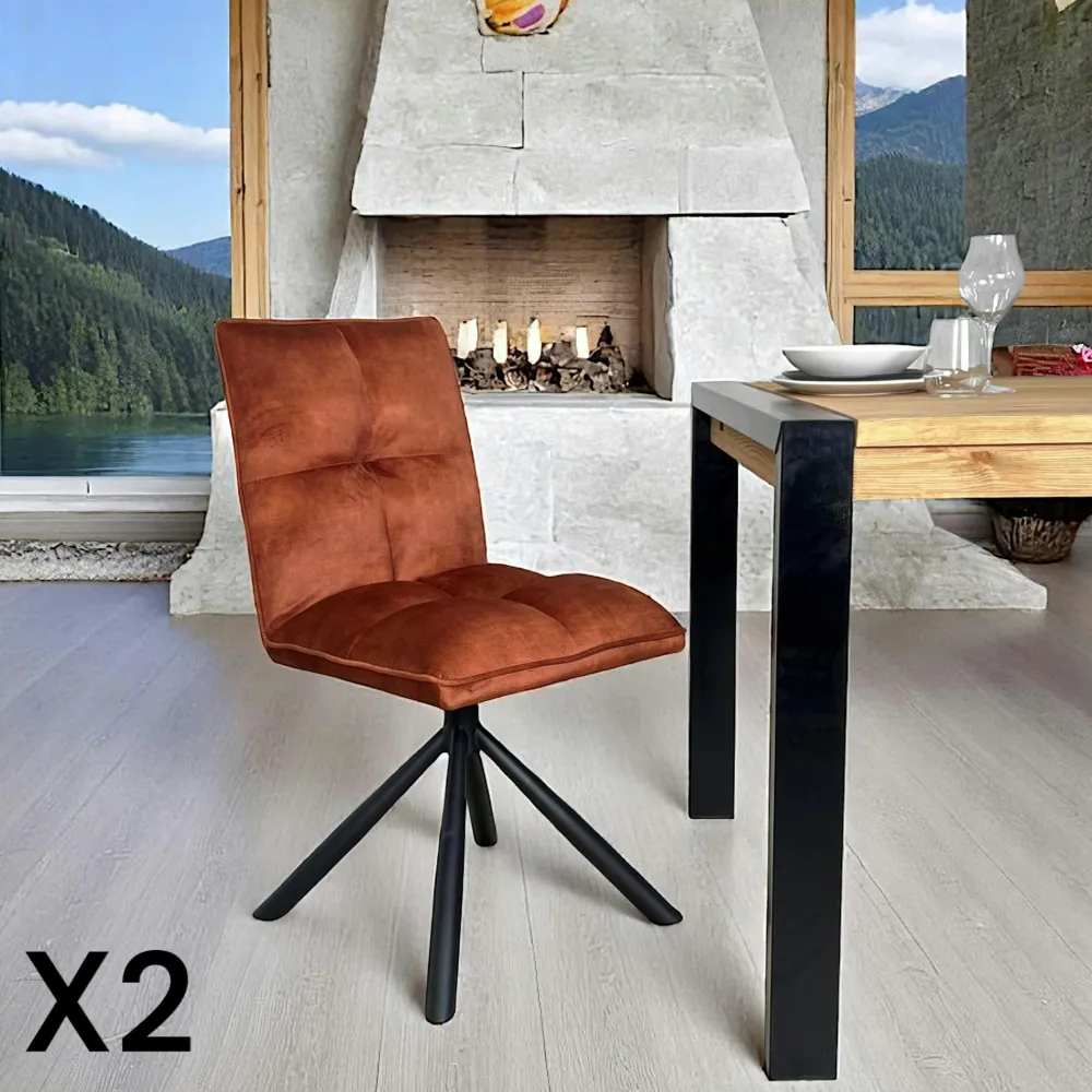 Chaises Capitonnées|Chaises Contemporaines|IENA Chaise rotative tissu kaki (lot de 2)