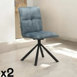 Chaises Capitonnées|Chaises Contemporaines|IENA Chaise rotative tissu moutarde (lot de 2)