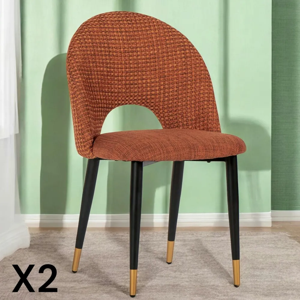 Chaises Capitonnées|Chaises Contemporaines|MALMOE Chaise salle à manger tissu quadrillé taupe (lot de 2)