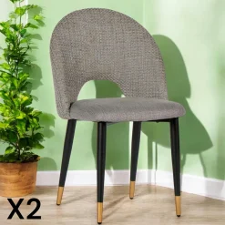 Chaises Capitonnées|Chaises Contemporaines|MALMOE Chaise salle à manger tissu quadrillé bleu clair (lot de 2)