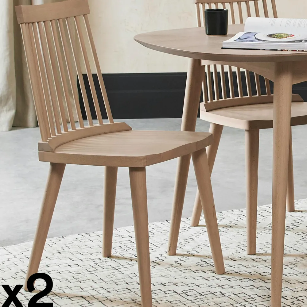 Univers Déco·Scandinave Hygge|Chaises En Bois|COPENHAGUE Chaise scandinave à barreaux (lot de 2)