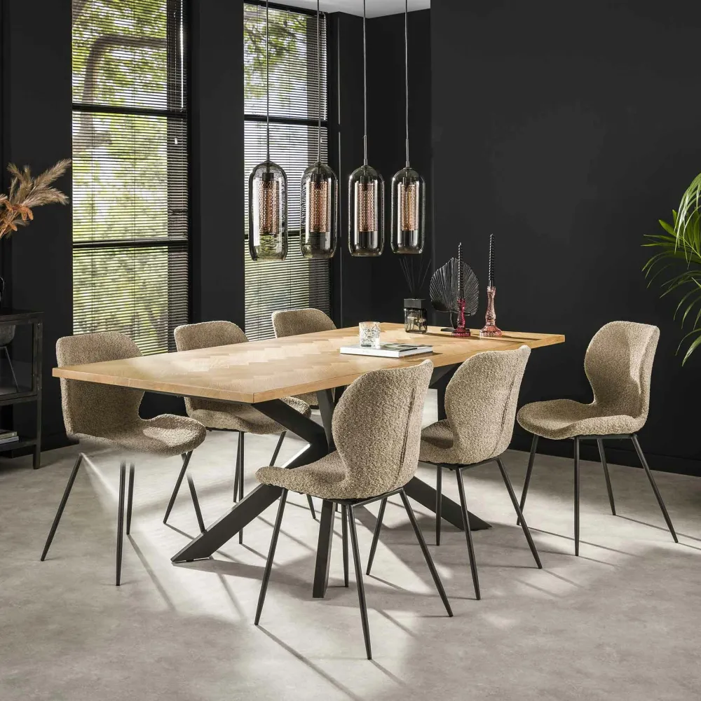 Meubles De Cuisine·Chaises|Chaises Vintage|Helsinki Chaise scandinave camel coutures apparentes pieds étoile (lot de 2)