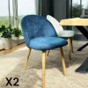 Meubles De Cuisine·Chaises|Chaises En Bois|ETNA Chaise scandinave en bois et velours bleu (lot de 2)