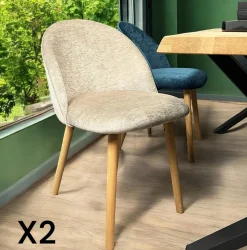 Meubles De Cuisine·Chaises|Chaises En Bois|ETNA Chaise scandinave en bois et velours bleu (lot de 2)