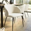Chaises Capitonnées|Chaises Contemporaines|TIM Chaise style cabriolet tissu écru (lot de 2)