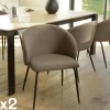 Chaises Capitonnées|Chaises Contemporaines|TIM Chaise style cabriolet tissu marron (lot de 2)