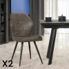 Chaises Contemporaines|Meubles De Cuisine·Chaises|LOMBARDIE Chaise taupe motif damier, (lot de 2)