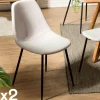 Chaises Vintage|Chaises Capitonnées|TIM Chaise tissu beige (lot de 2)