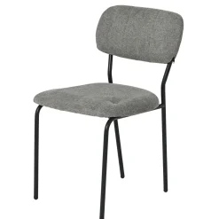 Chaises Vintage|Chaises Capitonnées|MALANG Chaise tissu brun taupe style écolier (lot de 2)