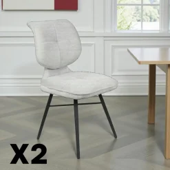 Meubles De Cuisine·Chaises|Chaises Contemporaines|LIGURIE Chaise tissu gris à dossier double (lot de 2)