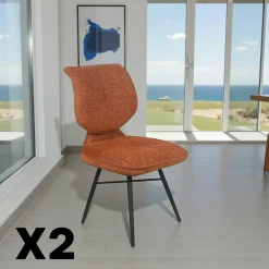 Meubles De Cuisine·Chaises|Chaises Contemporaines|LIGURIE Chaise tissu gris foncé à dossier double (lot de 2)