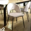 Meubles De Cuisine·Chaises|Chaises Capitonnées|TIM Chaise velours beige dossier demi-lune (lot de 2)