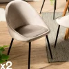 Chaises Vintage|Chaises Capitonnées|TIM Chaise velours beige (lot de 2)