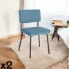 Chaises Capitonnées|Chaises Contemporaines|IENA Chaise velours grosses côtes bleu pétrole (lot de 2)