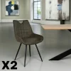 Meubles De Cuisine·Chaises|Chaises Contemporaines|MALMOE Chaise vert foncé effet vieilli à poignée intégrée (lot de 2)