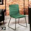 Chaises Capitonnées|Chaises Velours|BURGOS Chaise vert foncé motif ligne (lot de 2)