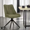 Chaises Capitonnées|Chaises Velours|IENA Chaise vert foncé pivotante en velours texturé (lot de 2)