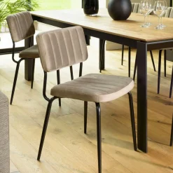 Chaises Capitonnées|Chaises Velours|TIM Chaise vintage en velours gris sombre