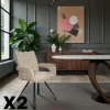 Chaises Contemporaines|Meubles De Cuisine·Chaises|LIGURIE Chaises tissu beige chiné accoudoirs larges (lot de 2)