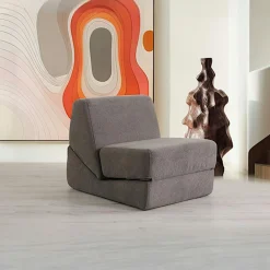 Fauteuils En Tissu|Fauteuils Convertibles|SAPPO Chauffeuse convertible gris velours, lit d'appoint