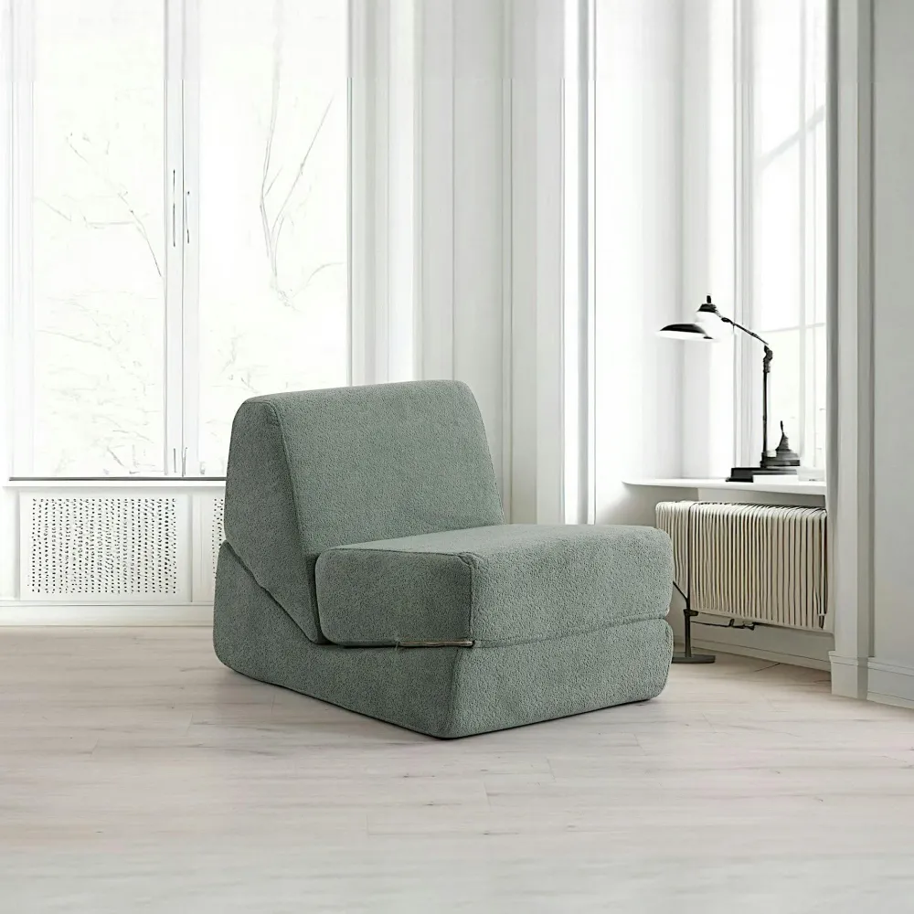 Fauteuils En Tissu|Fauteuils Convertibles|SAPPO Chauffeuse convertible gris velours, lit d'appoint