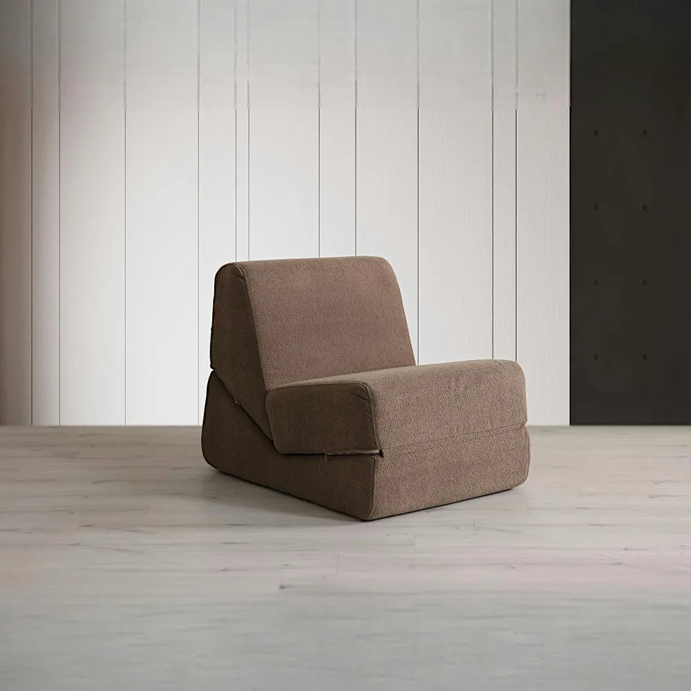 Fauteuils En Tissu|Fauteuils Convertibles|SAPPO Chauffeuse convertible gris velours, lit d'appoint