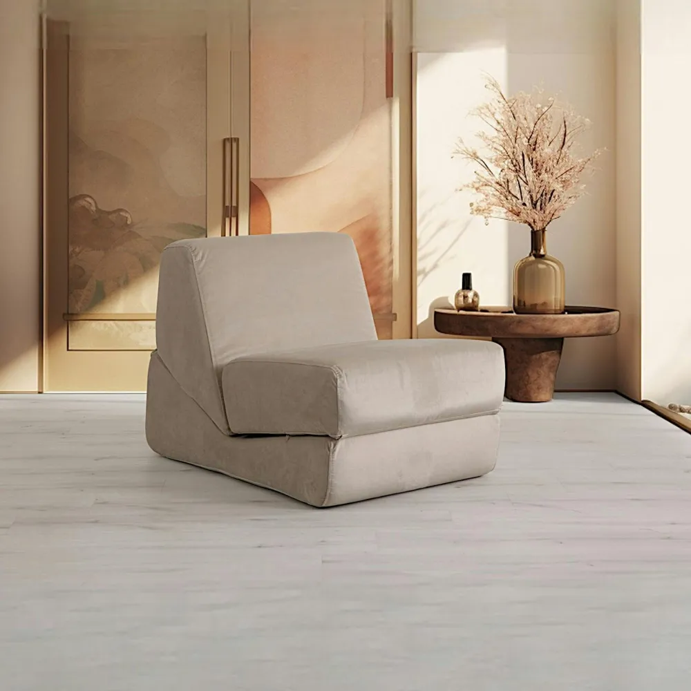 Fauteuils En Tissu|Fauteuils Convertibles|SAPPO Chauffeuse convertible gris velours, lit d'appoint