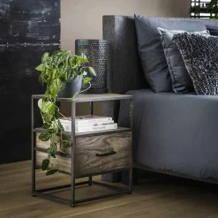 Tables De Chevet Industrielles|OBAN Chevet bois grisé