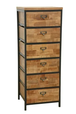 Chiffonnier Industriel|Loft / Loft Colors Chiffonnier 6 tiroirs en Hévéa recyclé naturel et métal 45x40x120cm LOFT
