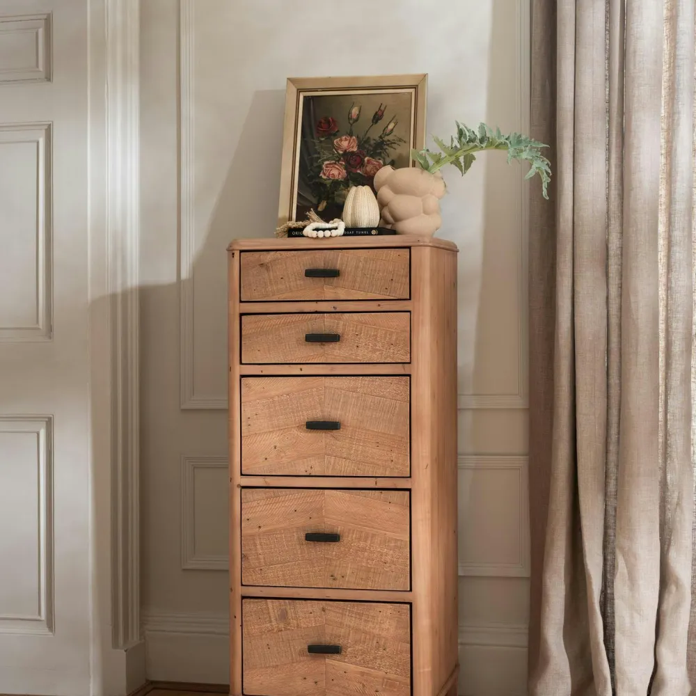 Commodes En Bois|HANOI Chiffonnier en bois recyclé FSC 5 tiroirs