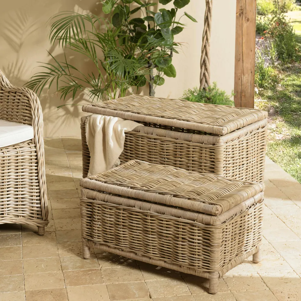 Rangements Déco·Malles|MANY Coffre en rotin et kubu (lot de 2)