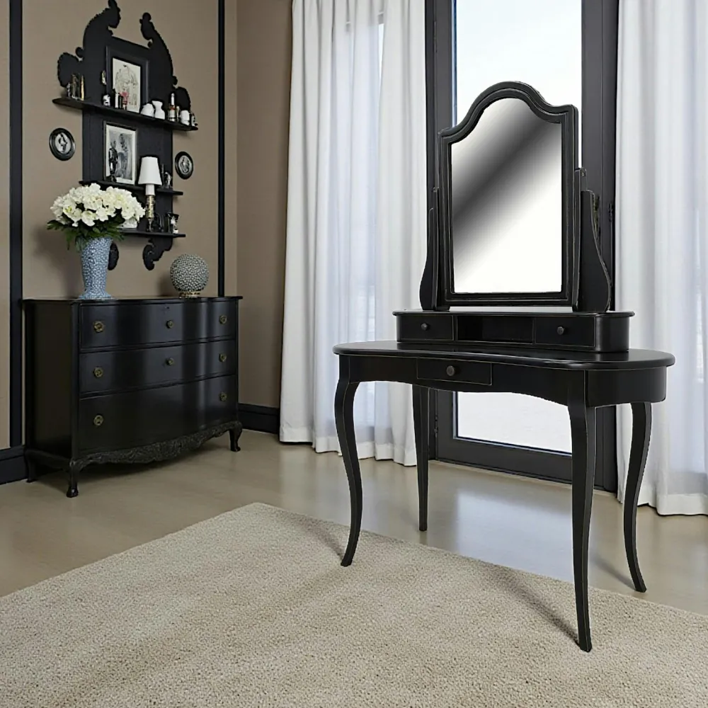 Meubles De Chambre·Coiffeuses|Tradition Coiffeuse miroir galbée hévéa 125x50x165cm