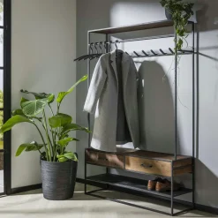 Chiffonnier Industriel|Loft / Loft Colors Colonne 4 tiroirs, 3 niches ouvertes en Hévéa recyclé naturel et métal 45x40x150cm LOFT