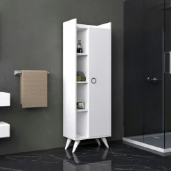 Meubles De Salle De Bains·Rangement Salle De Bains|MARFA Colonne salle de bains blanche, rangements mixtes