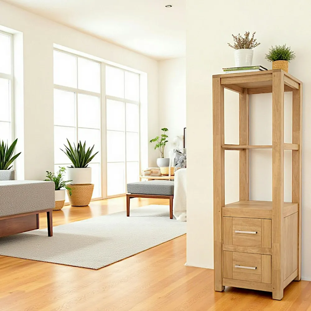 Meubles De Salon·Colonnes De Rangement|Meubles De Rangement·Colonnes De Rangement|Attan Colonne étagère moderne bois hévéa H151cm