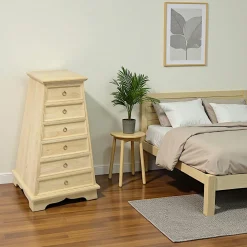 Commodes En Bois|Maori Commode / Chiffonnier Pyramide Hévéa 6 tiroirs 55x50x100cm