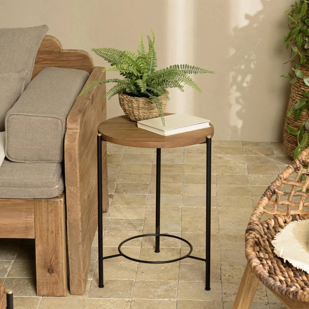 Commodes En Bois|Swing Commode 6 tiroirs en bois recyclé et tressage coco