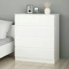 Commodes Blanches|Commodes En Bois|MARFA Commode blanche moderne 4 tiroirs, format compact