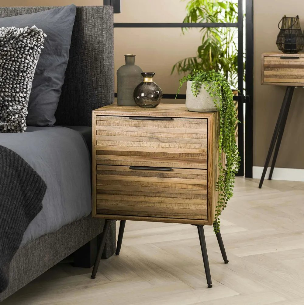 Commodes Scandinaves|Commodes En Bois|PALMA 2 Commode bois noir et rotin 3 tiroirs